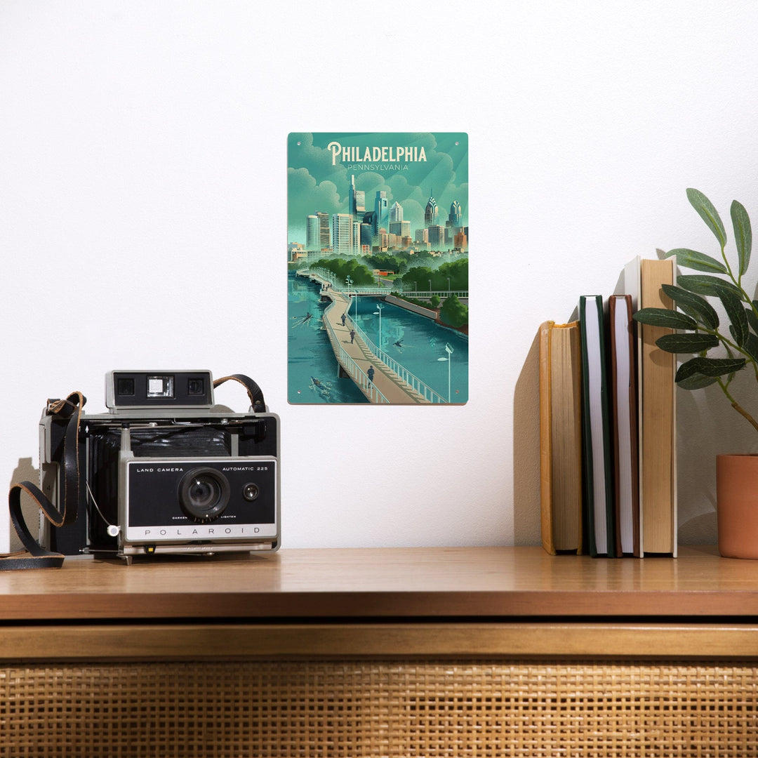 Philadelphia, Pennsylvania, Lithograph, City Series, Metal Signs Metal Lantern Press