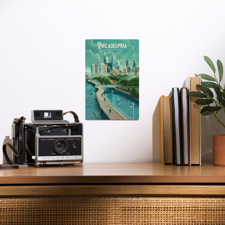 Philadelphia, Pennsylvania, Lithograph, City Series, Metal Signs Metal Lantern Press