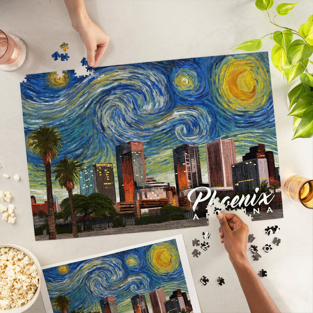 Phoenix, Arizona, Starry Night Series, Jigsaw Puzzle Puzzle Lantern Press