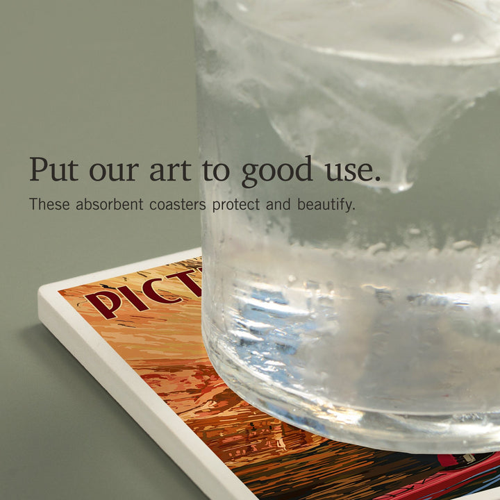 Pictured Rocks, Michigan, Kayaker, Coasters Coasters Lantern Press