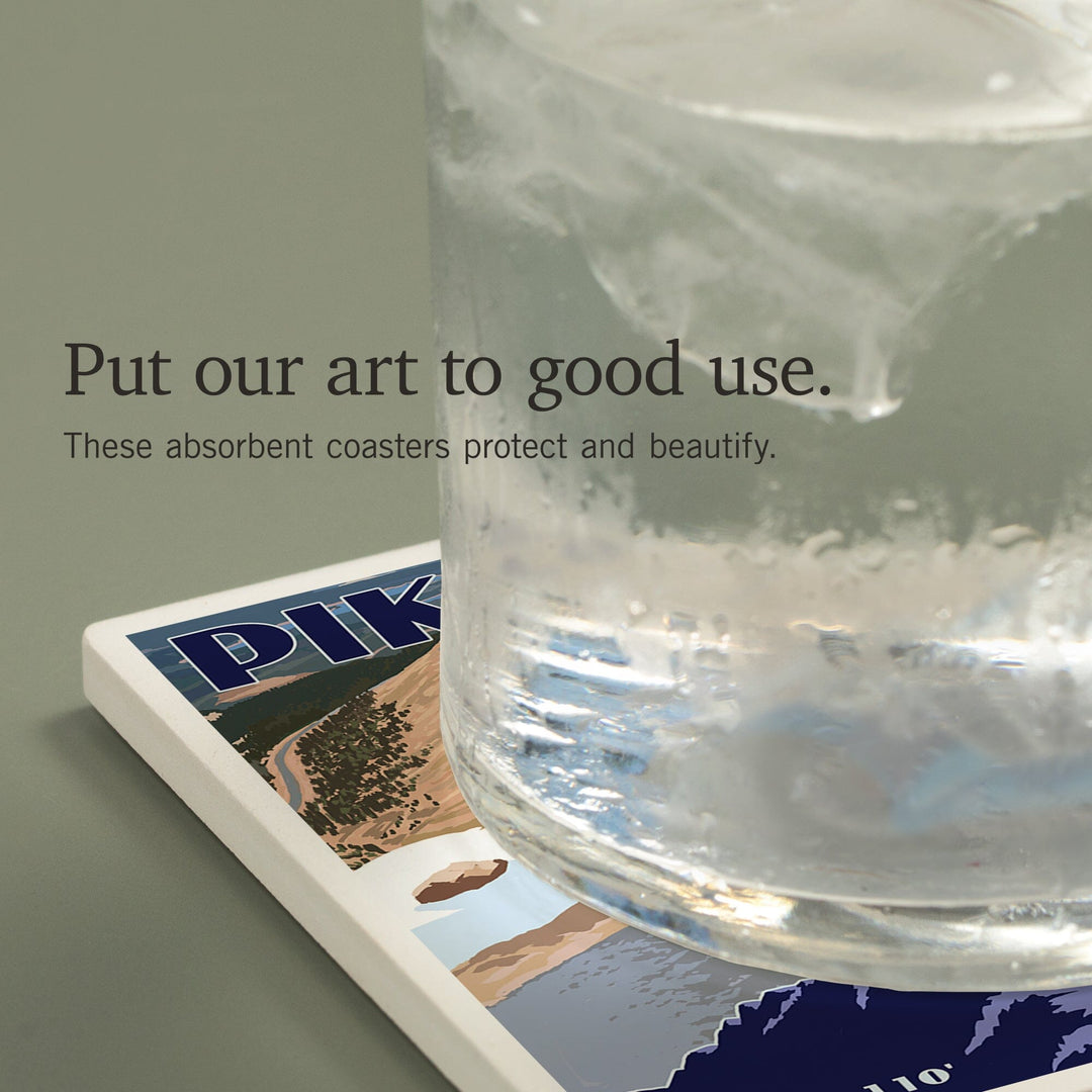 Pikes Peak, Colorado, Auto Road Scene, Coasters Coasters Lantern Press