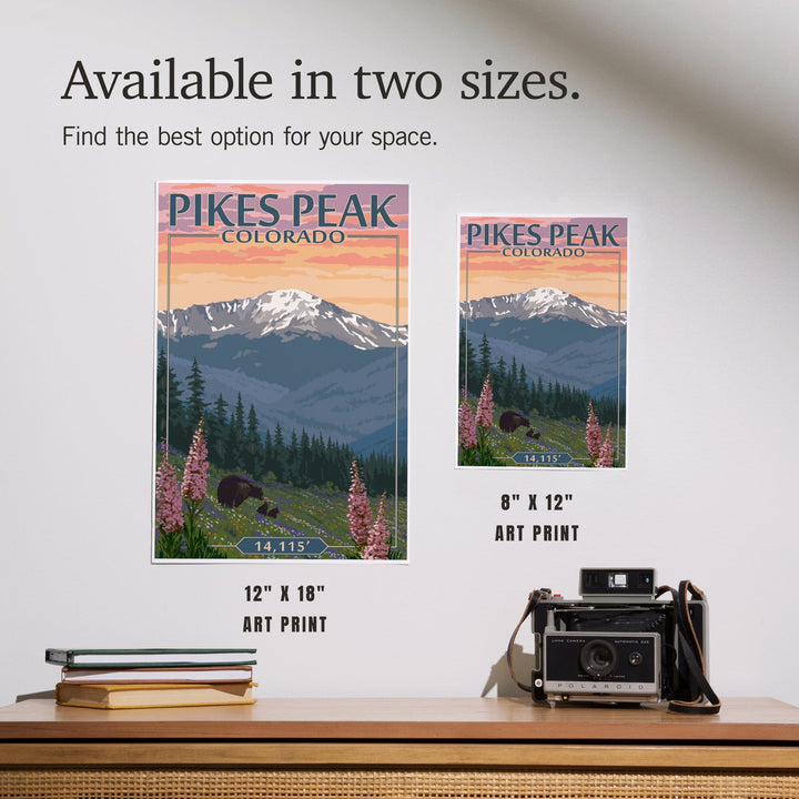 Pikes Peak, Colorado, Bear and Spring Flowers, Art & Giclee Prints Art Lantern Press