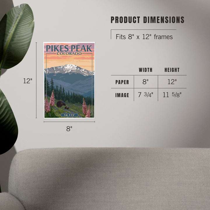 Pikes Peak, Colorado, Bear and Spring Flowers, Art & Giclee Prints Art Lantern Press