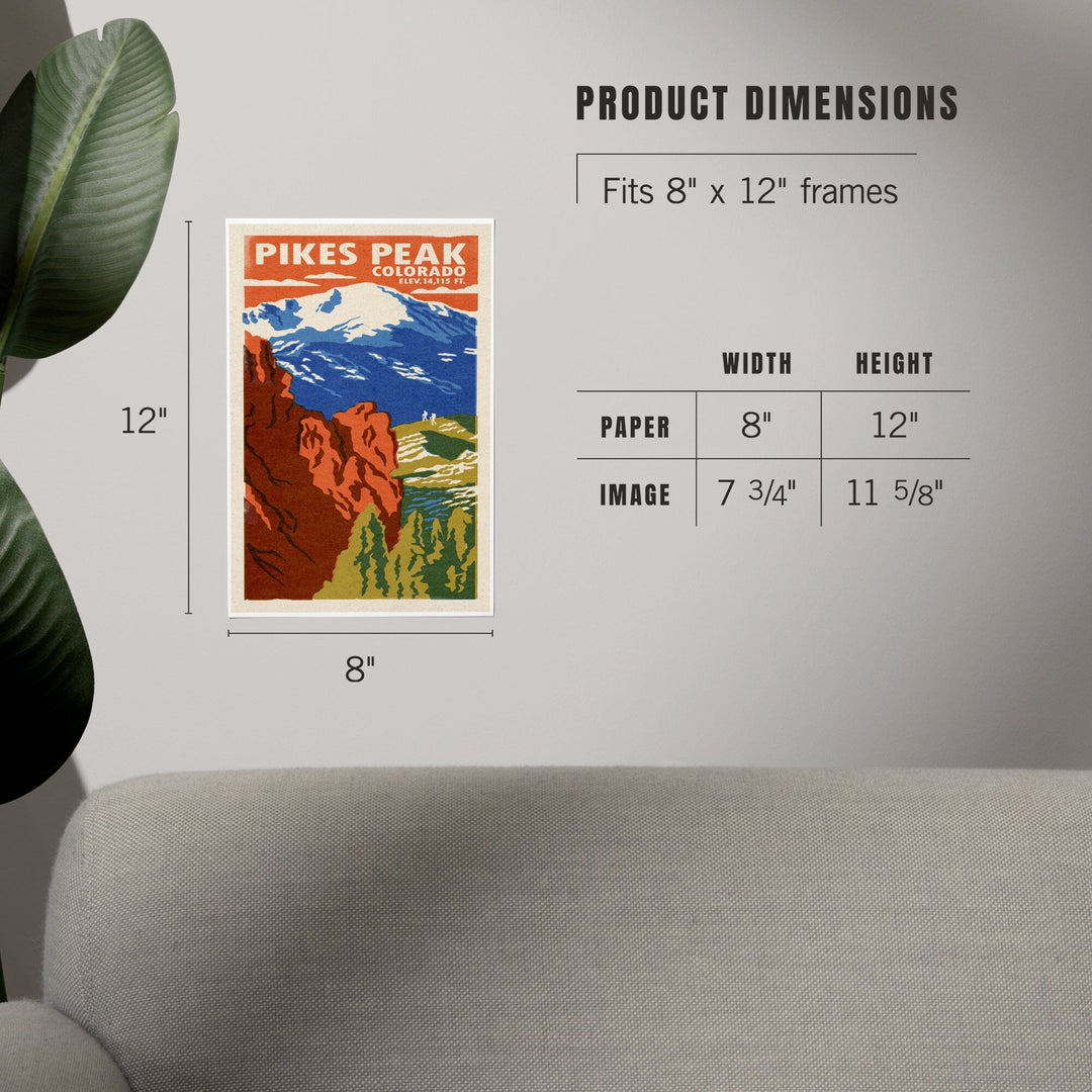 Pikes Peak, Colorado, Woodblock, Art & Giclee Prints Art Lantern Press