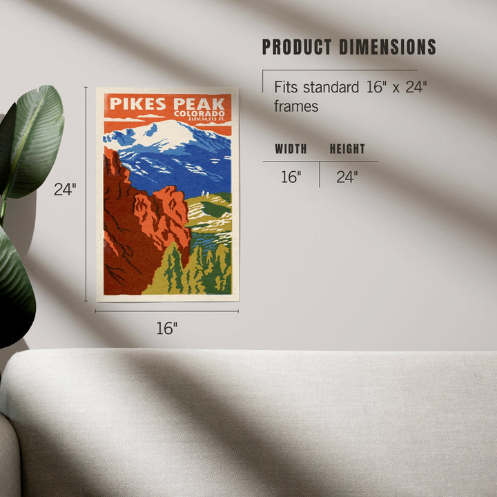 Pikes Peak, Colorado, Woodblock, Art & Giclee Prints Art Lantern Press