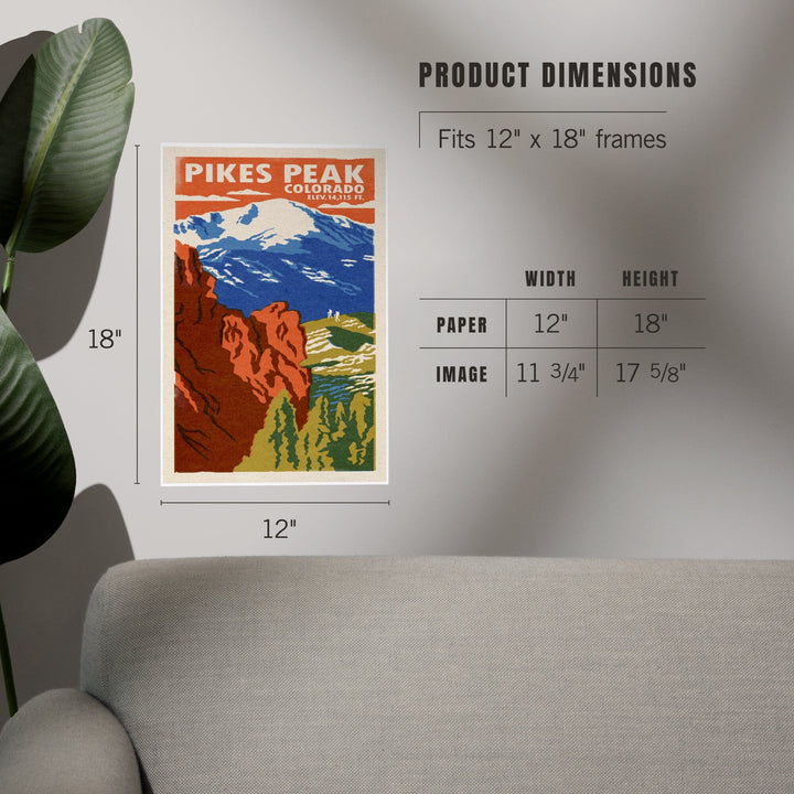 Pikes Peak, Colorado, Woodblock, Art & Giclee Prints Art Lantern Press