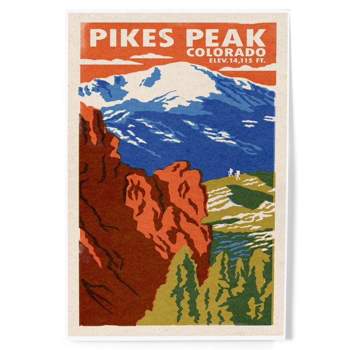 Pikes Peak, Colorado, Woodblock, Art & Giclee Prints Art Lantern Press