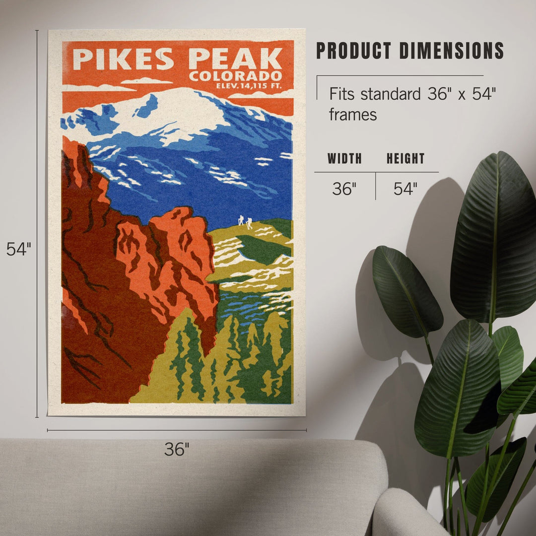 Pikes Peak, Colorado, Woodblock, Art & Giclee Prints Art Lantern Press