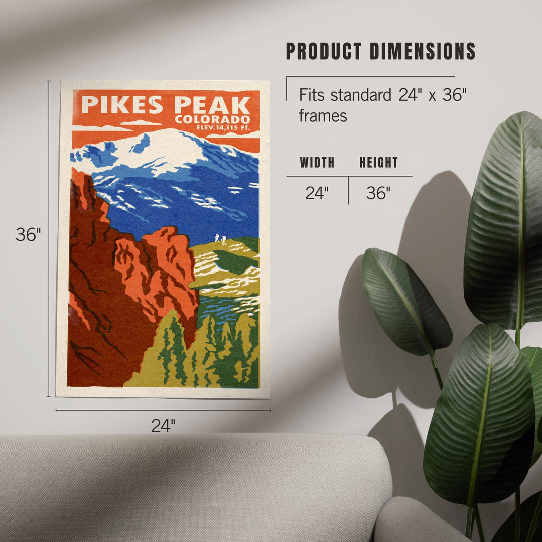 Pikes Peak, Colorado, Woodblock, Art & Giclee Prints Art Lantern Press