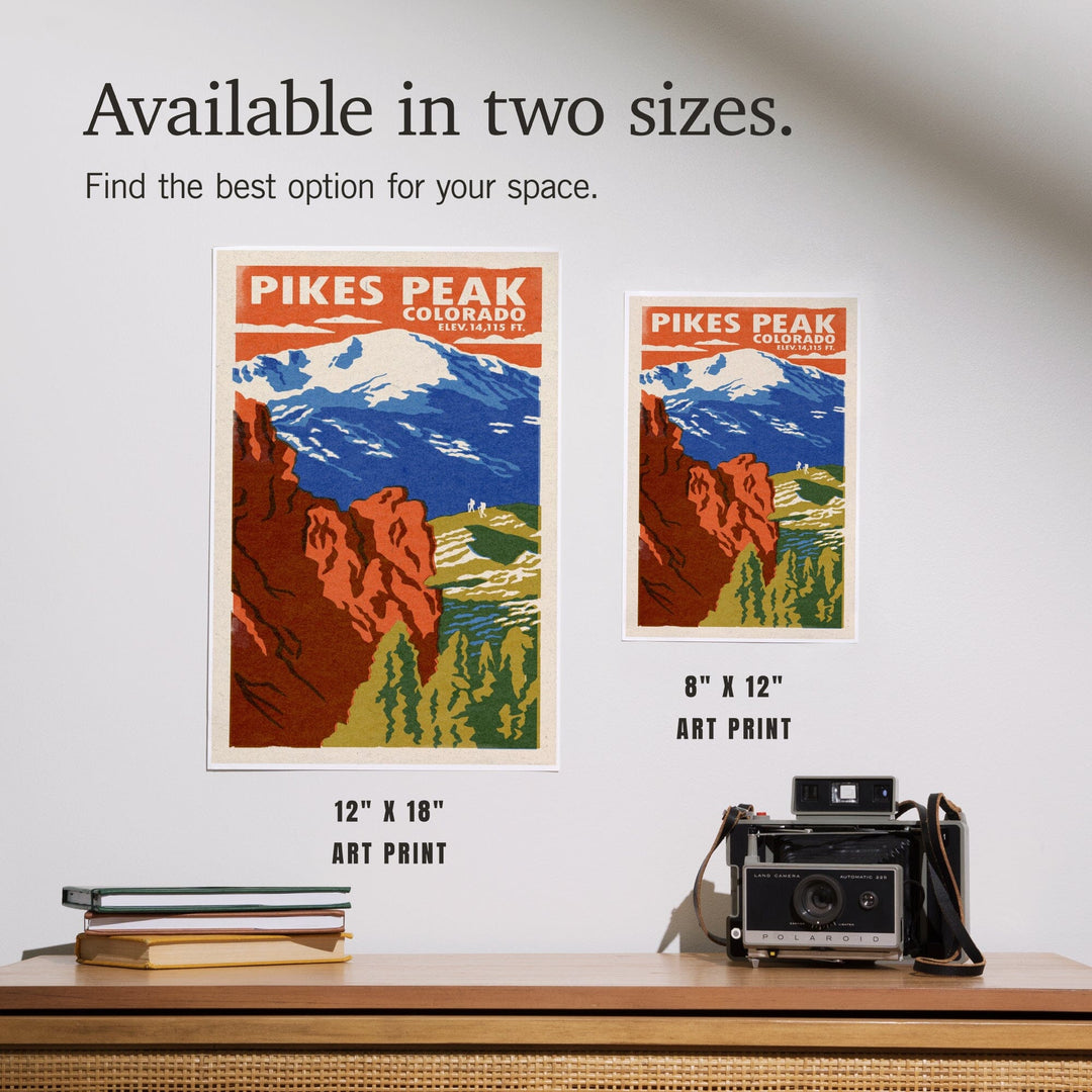 Pikes Peak, Colorado, Woodblock, Art & Giclee Prints Art Lantern Press