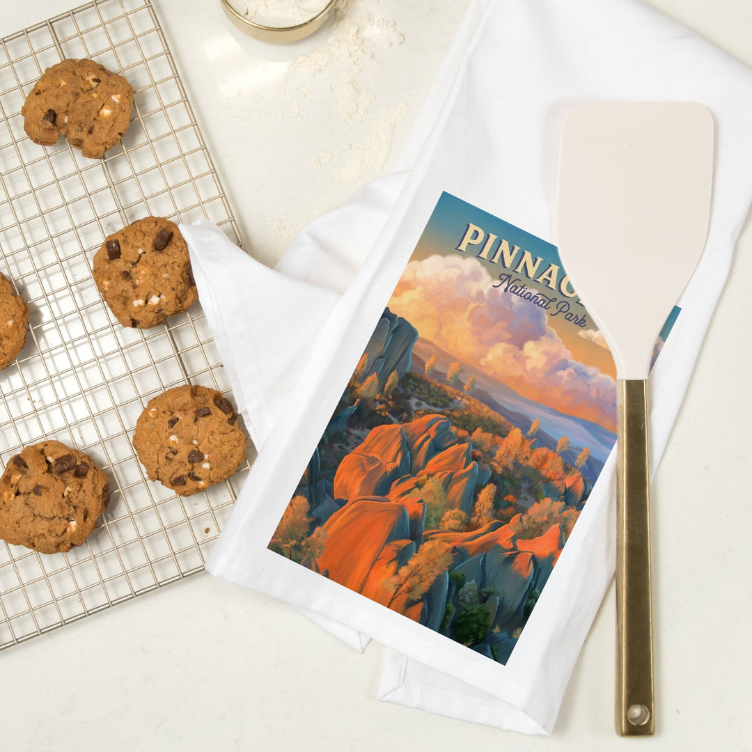 Pinnacles National Park, California, Oil Painting, Organic Cotton Kitchen Tea Towels Kitchen Lantern Press