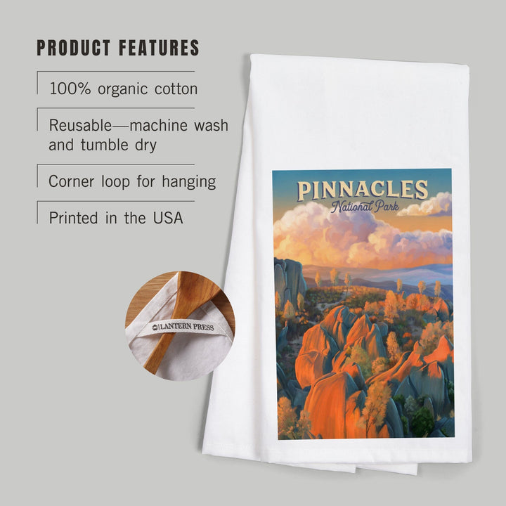 Pinnacles National Park, California, Oil Painting, Organic Cotton Kitchen Tea Towels Kitchen Lantern Press