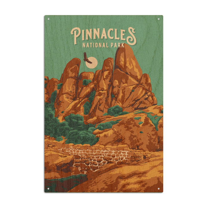 Pinnacles National Park, California, Painterly National Park Series, Wood Signs and Postcards Wood Lantern Press 10 x 15 Wood Sign