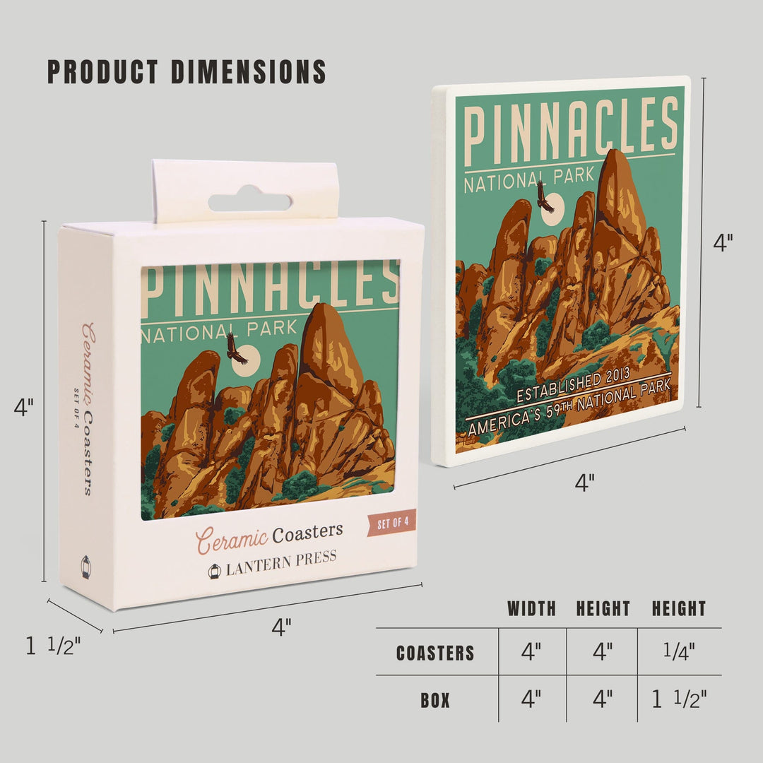 Pinnacles National Park, California, WPA Formations and Condor, Coasters Coasters Lantern Press