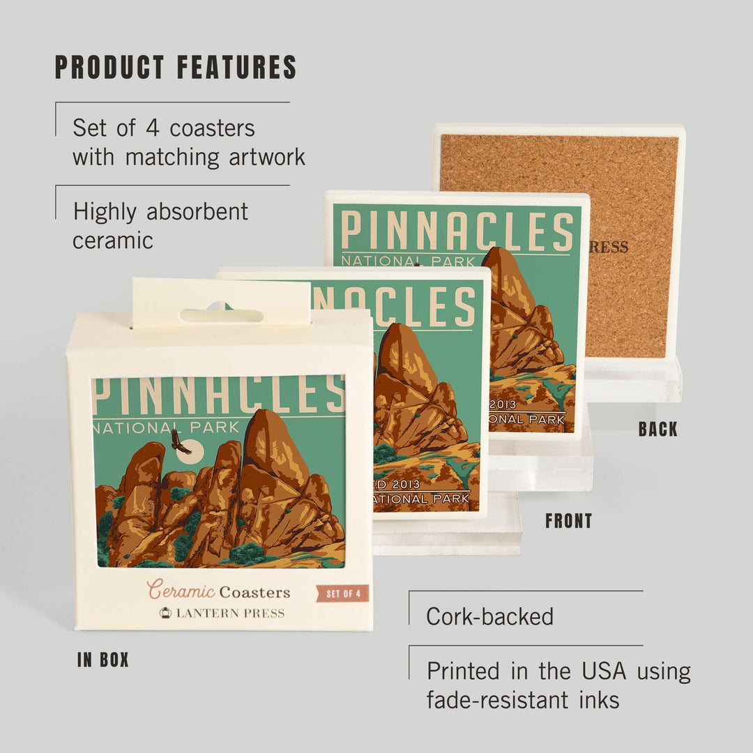 Pinnacles National Park, California, WPA Formations and Condor, Coasters Coasters Lantern Press