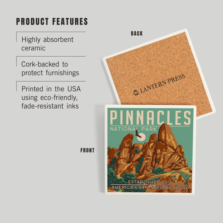 Pinnacles National Park, California, WPA Formations and Condor, Coasters Coasters Lantern Press