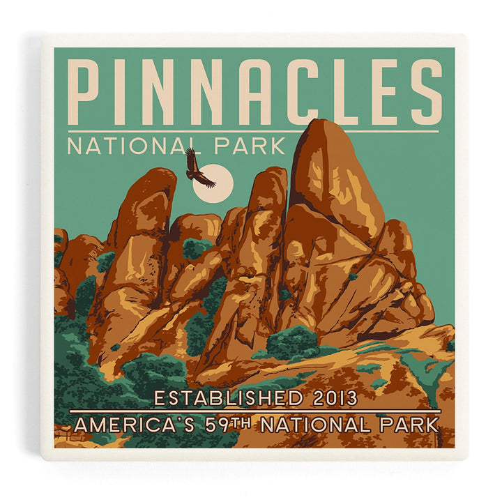 Pinnacles National Park, California, WPA Formations and Condor, Coasters Coasters Lantern Press Coaster