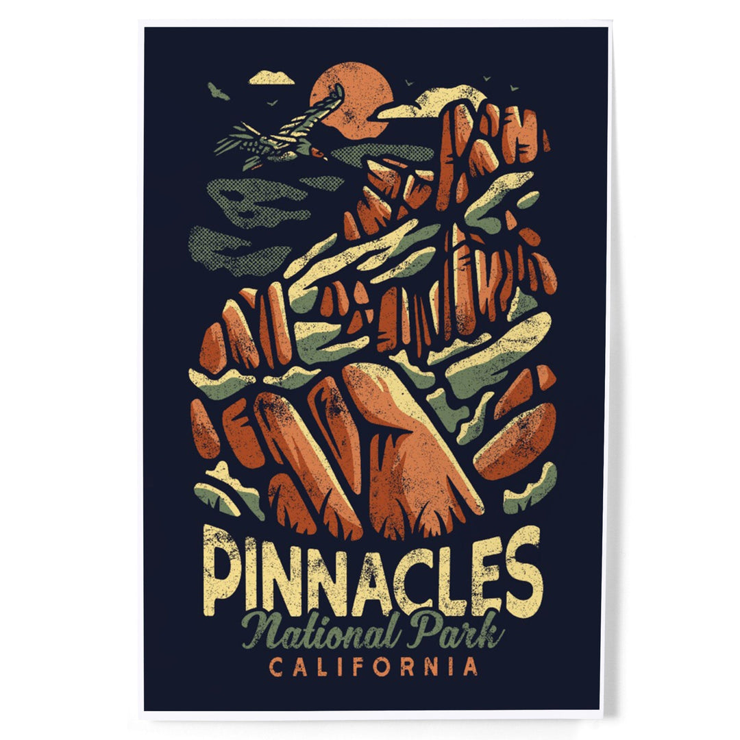 Pinnacles National Park, Distressed Vector, Art & Giclee Prints Art Lantern Press 8 x 12 Art Print