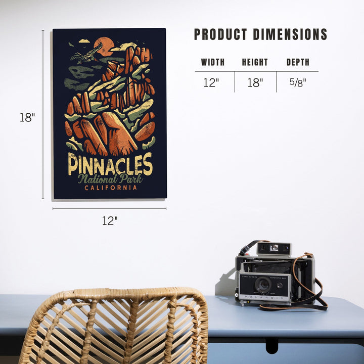 Pinnacles National Park, Distressed Vector, Wood Signs and Postcards Wood Lantern Press