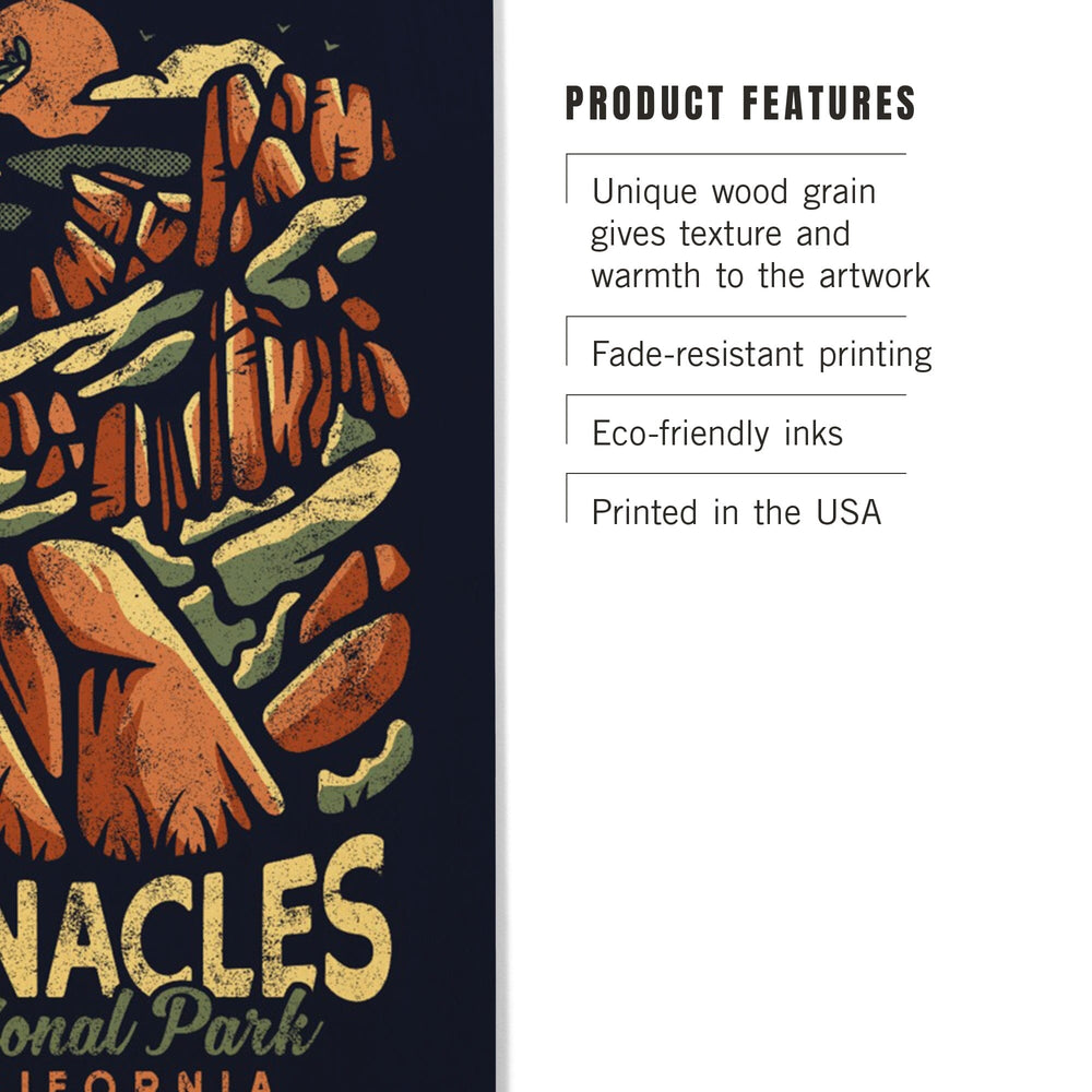 Pinnacles National Park, Distressed Vector, Wood Signs and Postcards Wood Lantern Press