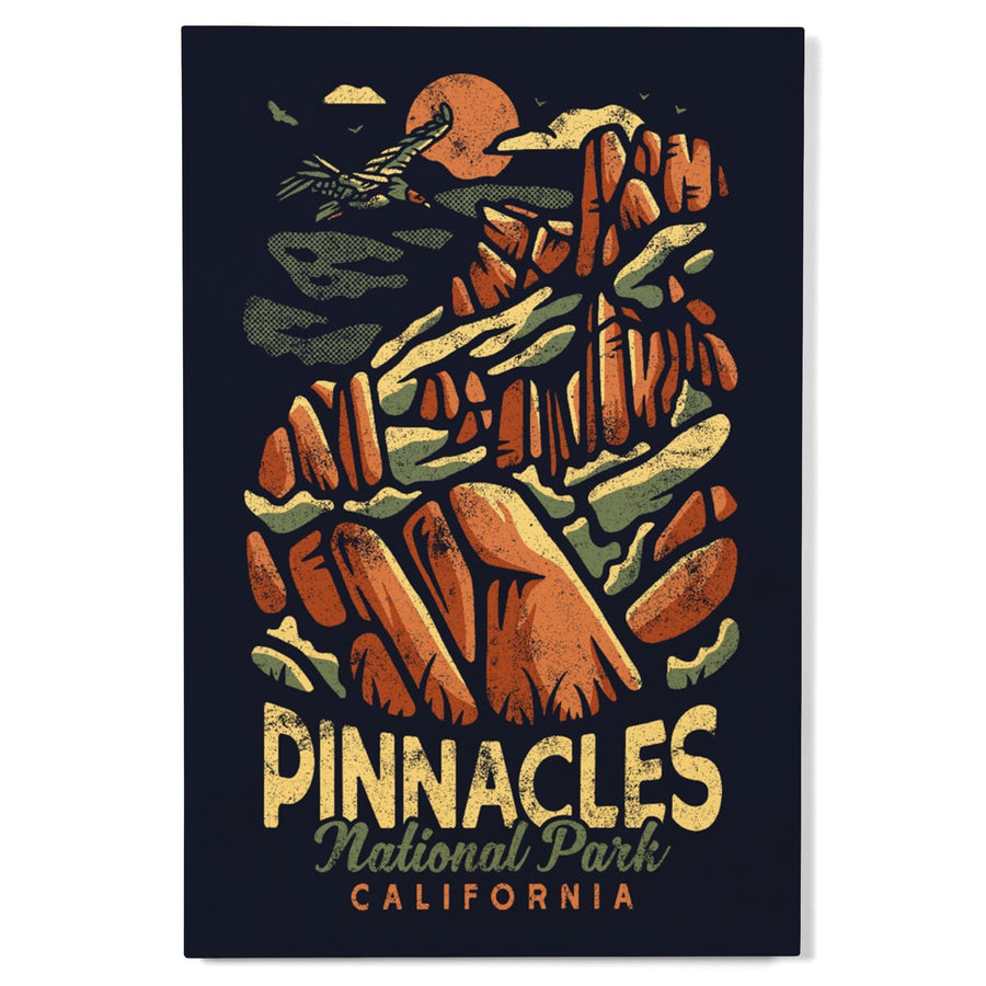 Pinnacles National Park, Distressed Vector, Wood Signs and Postcards Wood Lantern Press
