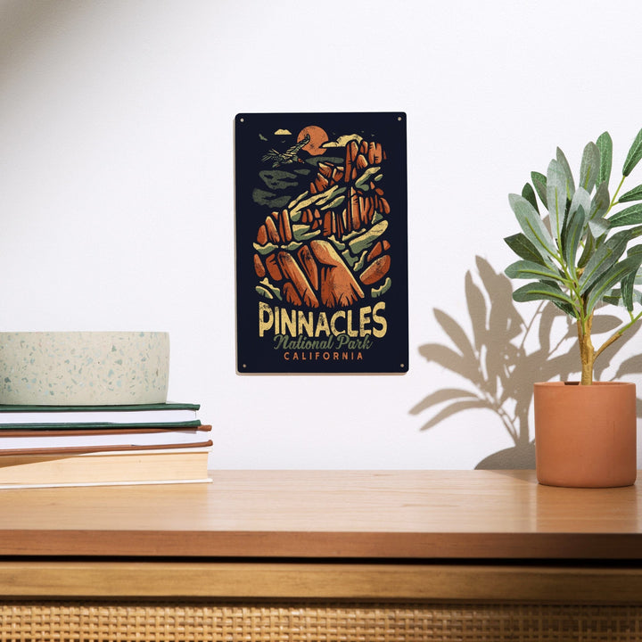 Pinnacles National Park, Distressed Vector, Wood Signs and Postcards Wood Lantern Press