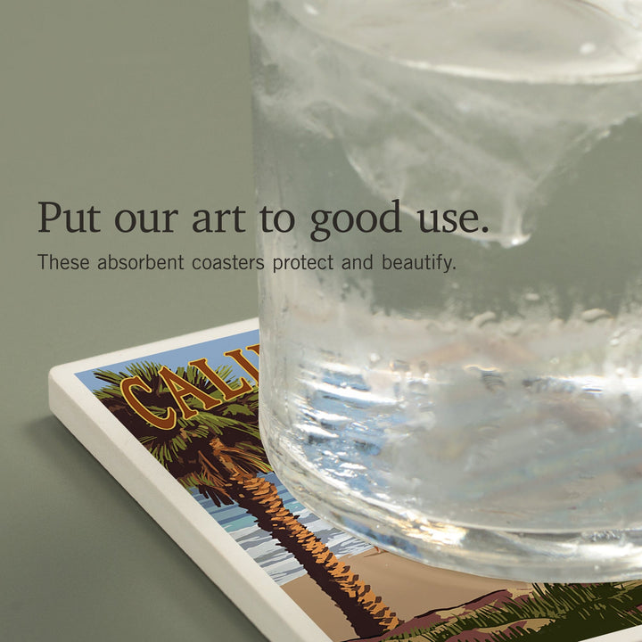 Pismo Beach, California, Destinations Sign, Coasters Coasters Lantern Press