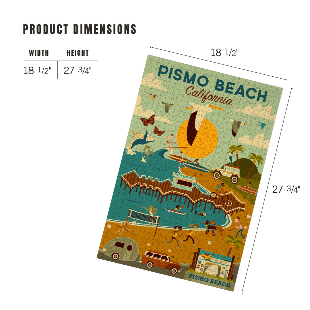 Pismo Beach, California, Geometric, Blue Sky, Jigsaw Puzzle Puzzle Lantern Press