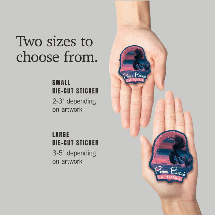 Pismo Beach, California, Mermaid Silhouette, Contour, Lantern Press Artwork, Vinyl Sticker Sticker Lantern Press