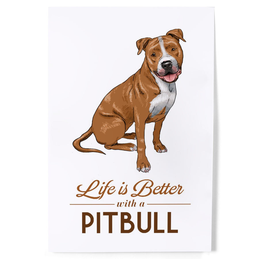Pitbull, Golden, Life is Better, White Background, Art & Giclee Prints Art Lantern Press