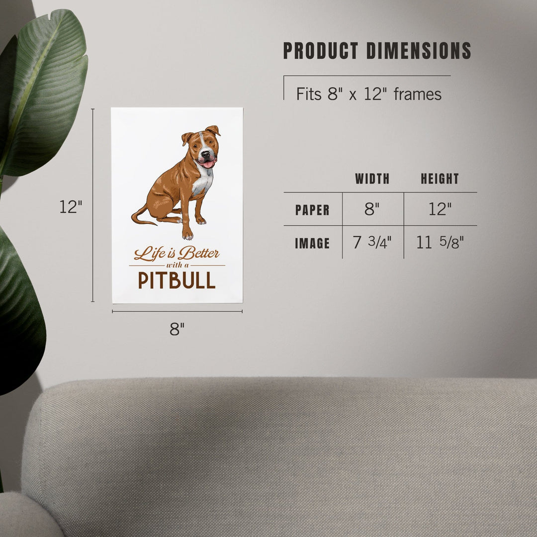 Pitbull, Golden, Life is Better, White Background, Art & Giclee Prints Art Lantern Press