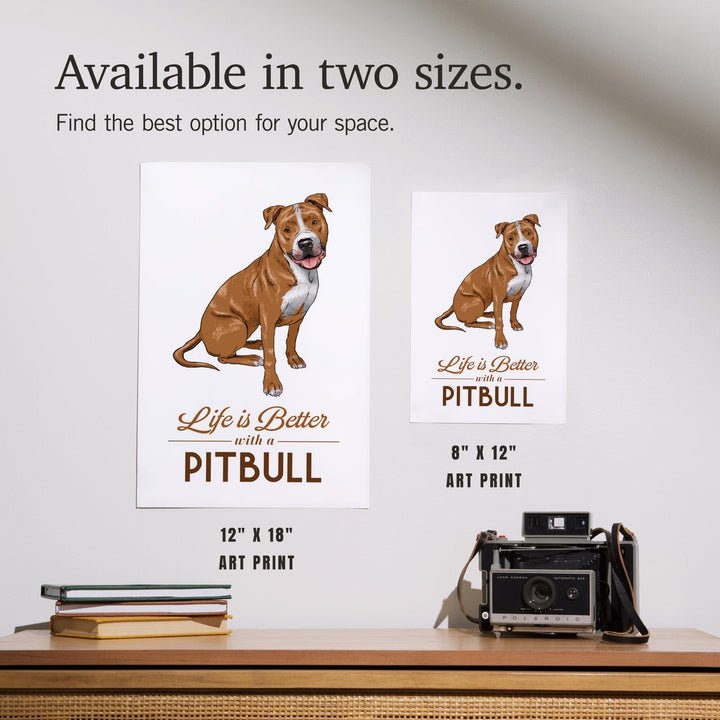 Pitbull, Golden, Life is Better, White Background, Art & Giclee Prints Art Lantern Press