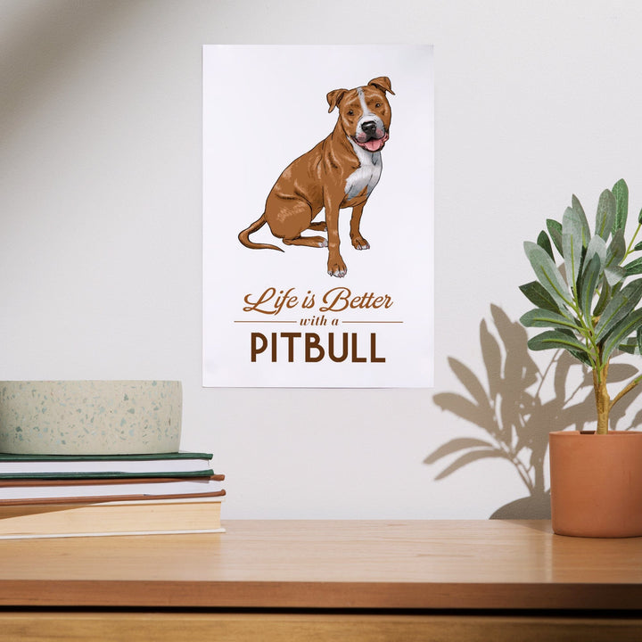 Pitbull, Golden, Life is Better, White Background, Art & Giclee Prints Art Lantern Press