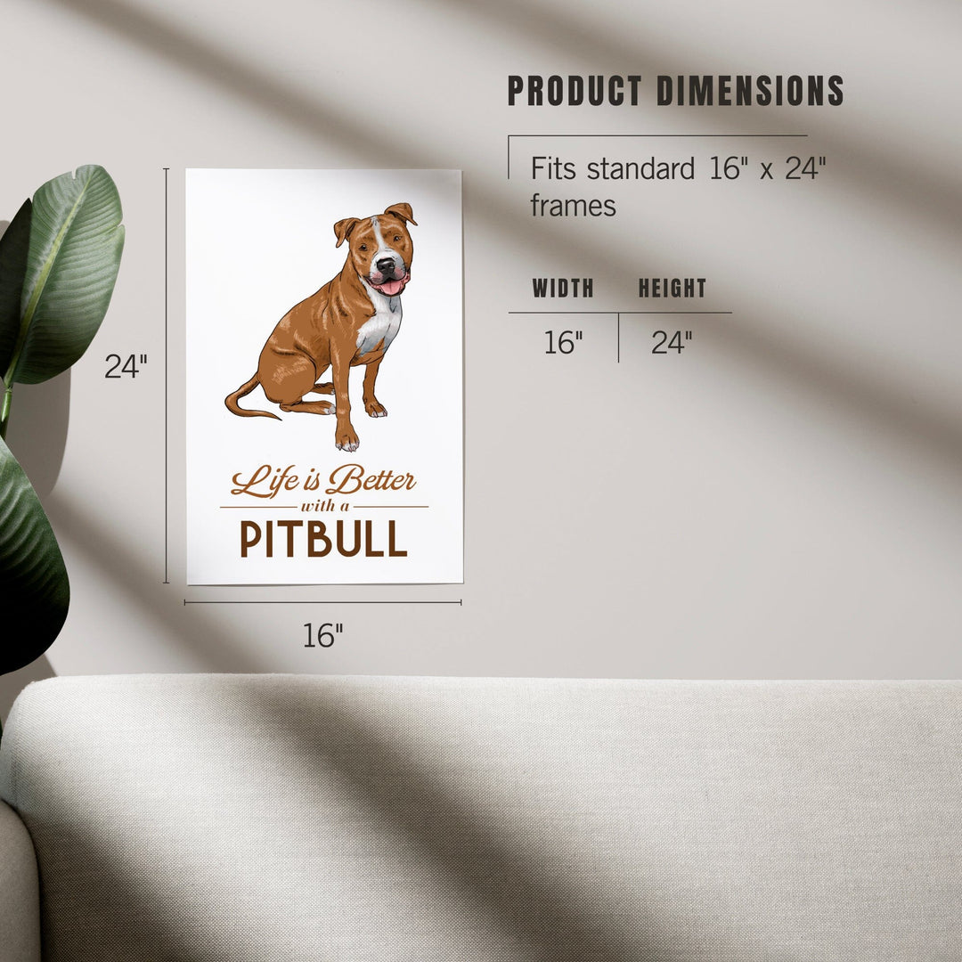 Pitbull, Golden, Life is Better, White Background, Art & Giclee Prints Art Lantern Press