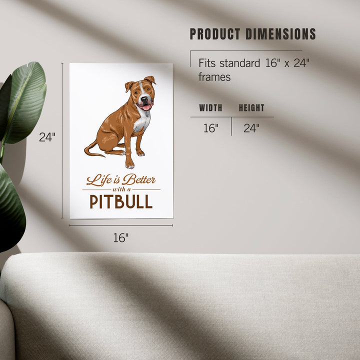 Pitbull, Golden, Life is Better, White Background, Art & Giclee Prints Art Lantern Press