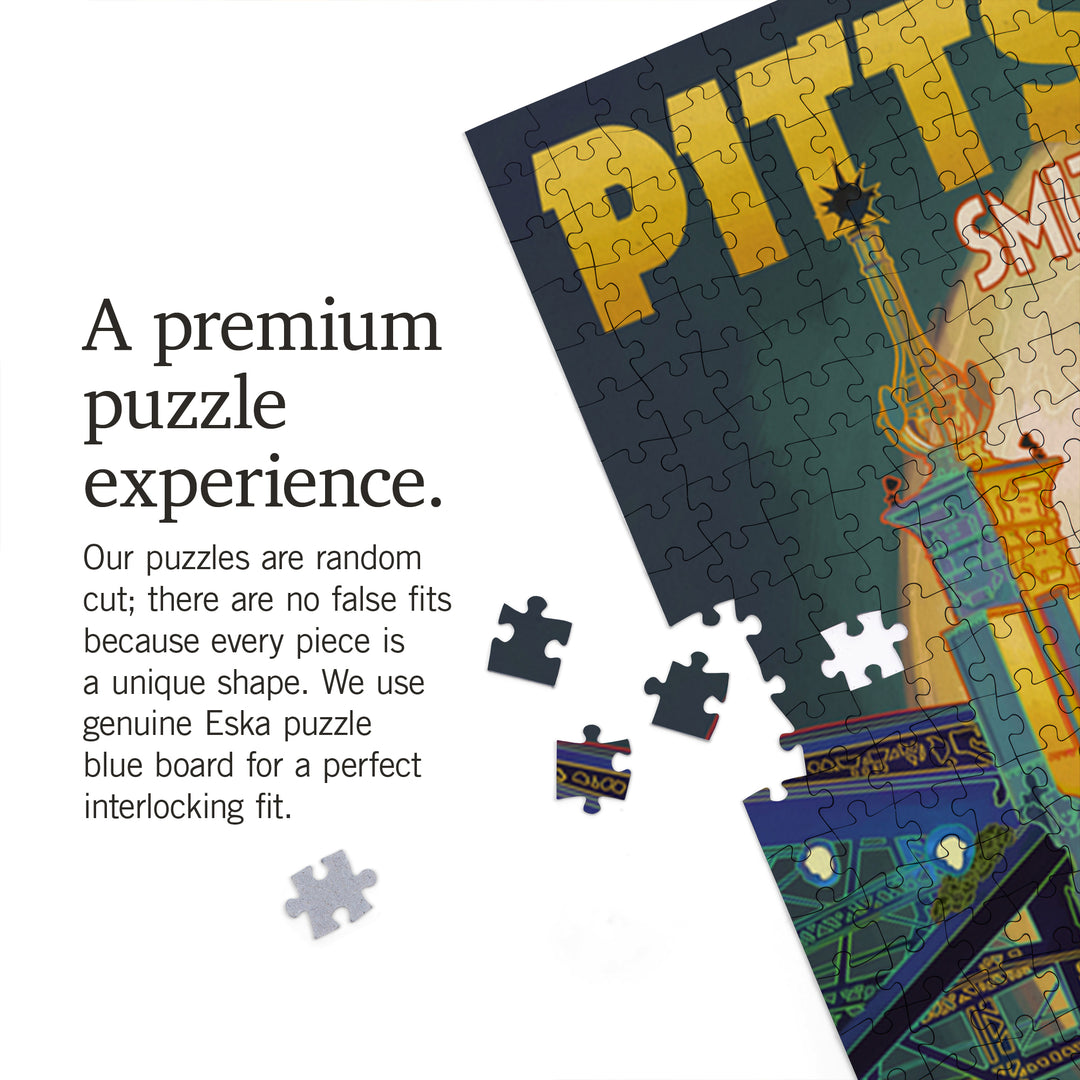 Pittsburgh, Pennsylvania, Smithfield St. Bridge and Moon, Jigsaw Puzzle Puzzle Lantern Press