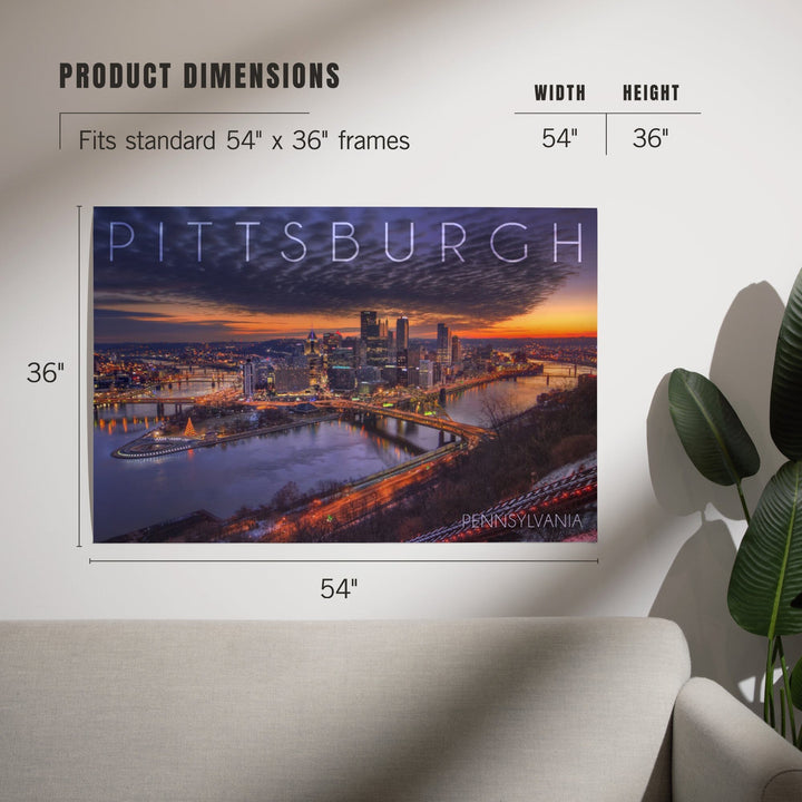 Pittsburgh, Pennsylvania, Winter Sunrise, Art & Giclee Prints Art Lantern Press