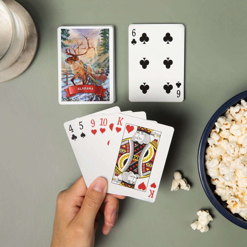 Playing Cards, Alabama, Sleigh Ride, 52 Card Deck with Jokers in Box, Unique Art Cards Lantern Press