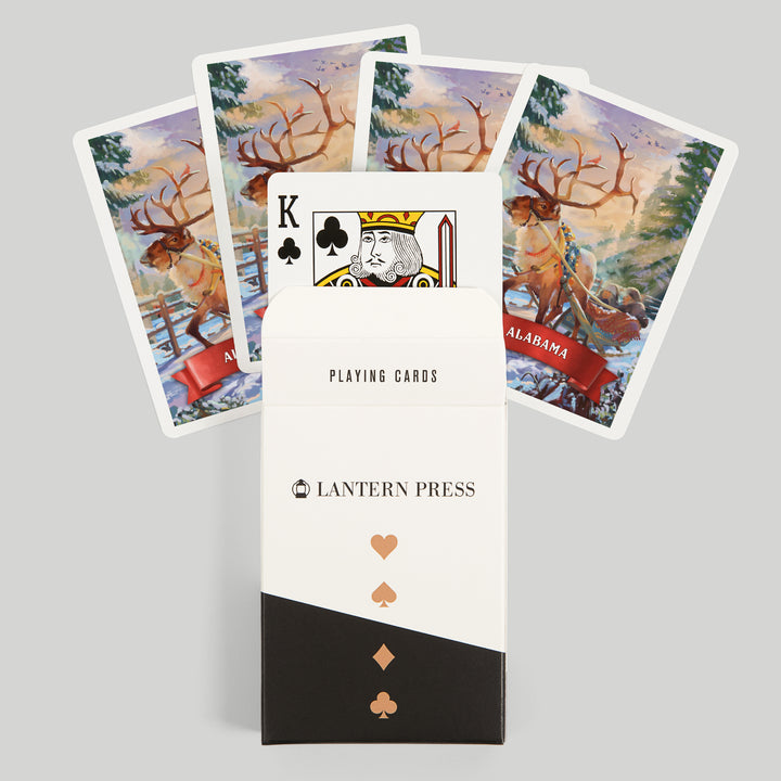 Playing Cards, Alabama, Sleigh Ride, 52 Card Deck with Jokers in Box, Unique Art Cards Lantern Press