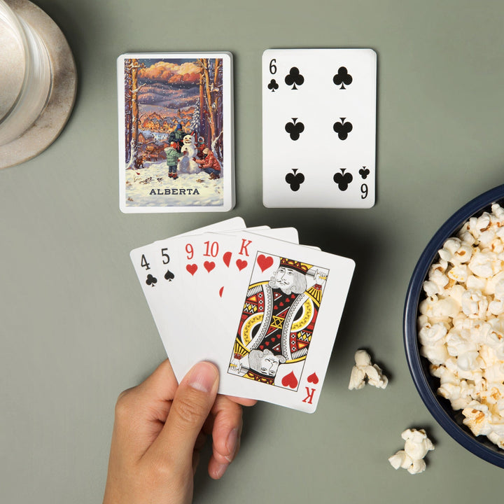 Playing Cards, Alberta, Merry and Bright, Vintage Snowman, 52 Card Deck with Jokers in Box, Unique Art Cards Lantern Press