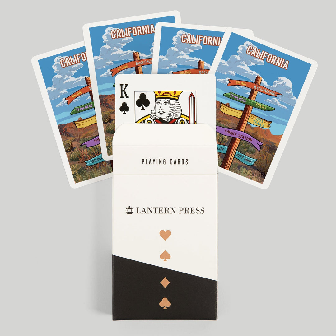 Playing Cards, California, Signpost, Desert, 52 Card Deck with Jokers in Box, Unique Art Cards Lantern Press