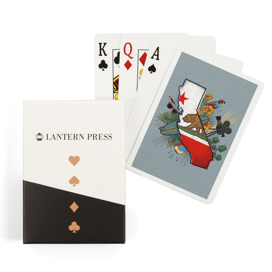 Playing Cards, California, State Treasure Trove, 52 Card Deck with Jokers in Box, Unique Art Cards Lantern Press