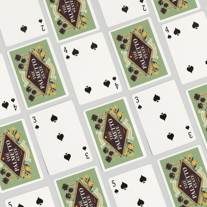 Playing Cards, Columbia, South Carolina, State Motto Crest, State Series, 52 Card Deck with Jokers in Box, Unique Art Cards Lantern Press