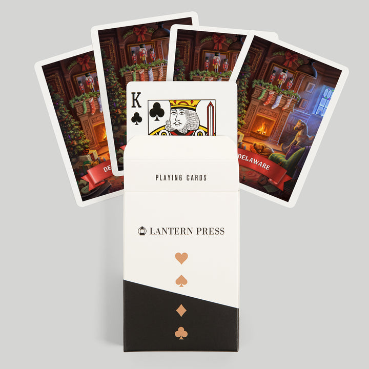 Playing Cards, Delaware, Christmas Morning, 52 Card Deck with Jokers in Box, Unique Art Cards Lantern Press