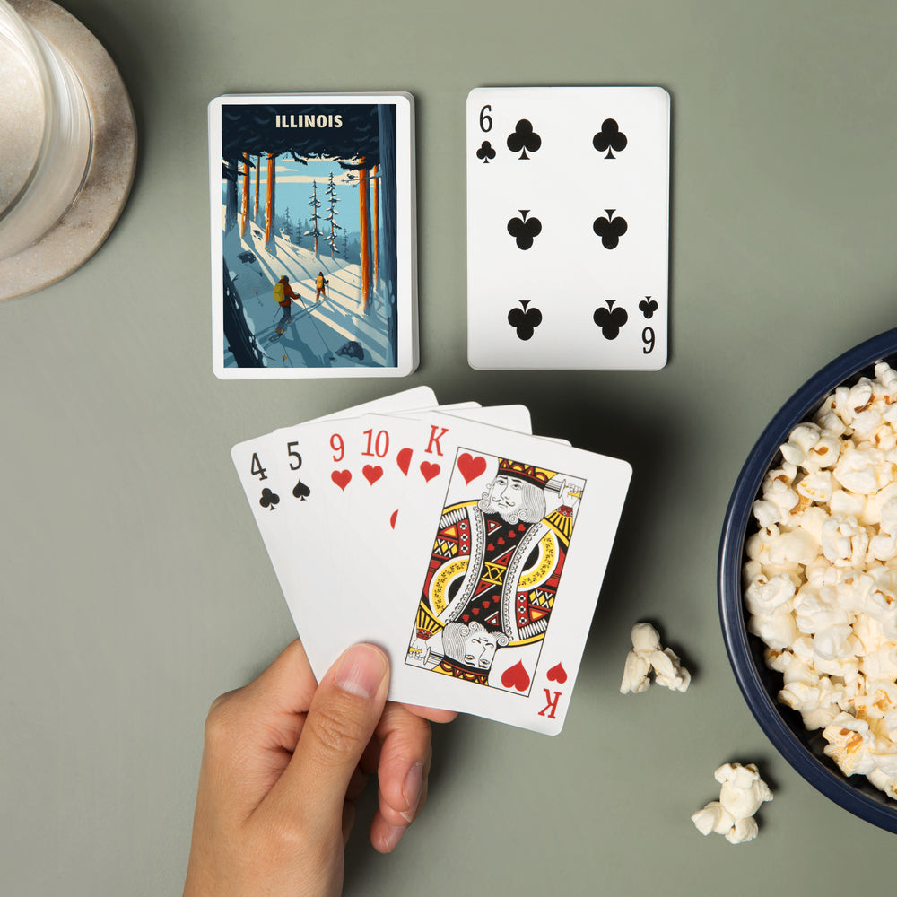 Playing Cards, Illinois, Better on Foot, Snowshoeing, 52 Card Deck with Jokers in Box, Unique Art Cards Lantern Press