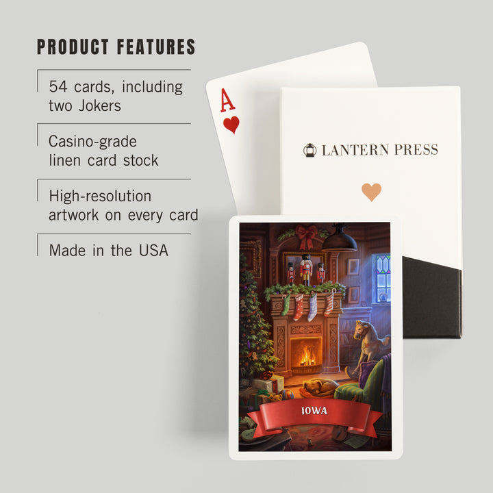 Playing Cards, Iowa, Christmas Morning, 52 Card Deck with Jokers in Box, Unique Art Cards Lantern Press