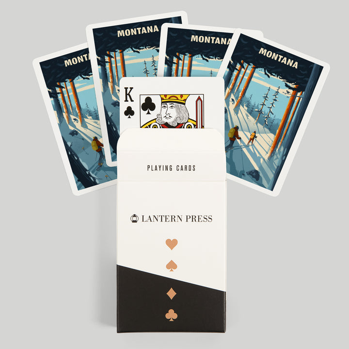 Playing Cards, Montana, Better on Foot, Snowshoeing, 52 Card Deck with Jokers in Box, Unique Art Cards Lantern Press