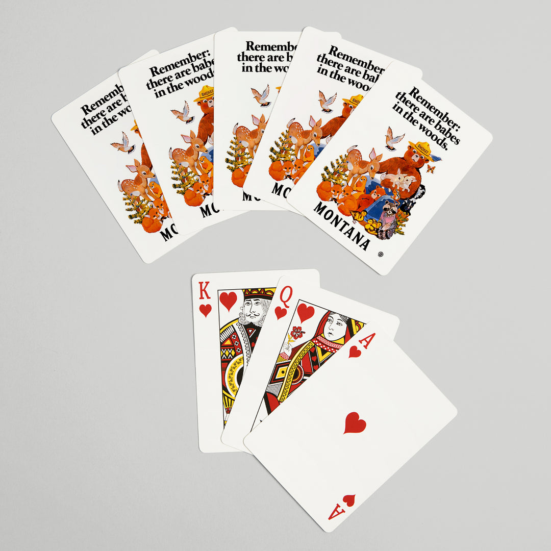 Playing Cards, Montana, Smokey Bear, Babes in the Woods, 52 Card Deck with Jokers in Box, Unique Art Cards Lantern Press