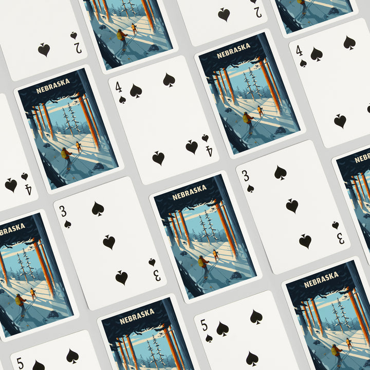 Playing Cards, Nebraska, Better on Foot, Snowshoeing, 52 Card Deck with Jokers in Box, Unique Art Cards Lantern Press
