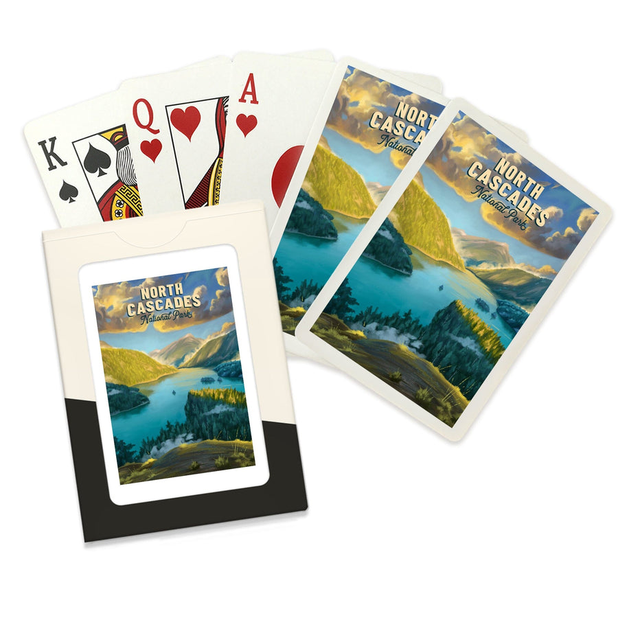 Playing Cards, North Cascades National Park, Washington, Oil Painting National Park Series, 52 Card Deck with Jokers in Box, Unique Art Cards Lantern Press